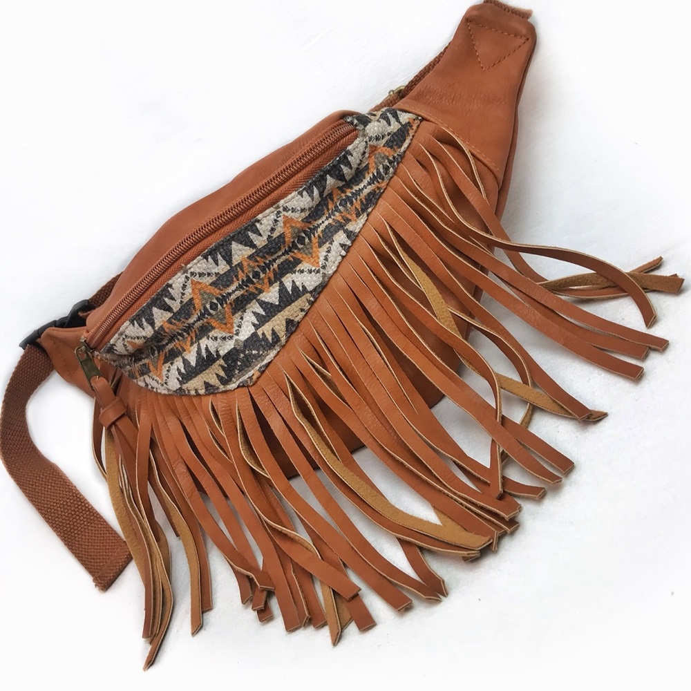 Sold -Western BoHo Faux Leather Fanny Pack S-XL - Picture 1 of 8